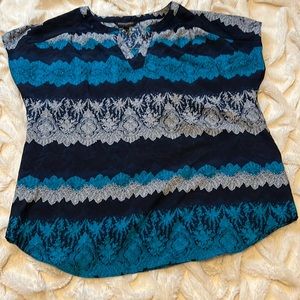 Banana Republic Women's Cap Sleeve Blouse Blue Floral Size M